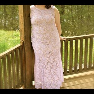 Purple lace and glitter prom dress